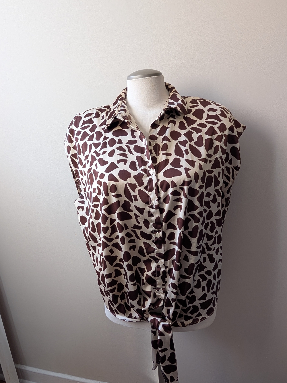 Haver + Blair Bro Tie-front Blouse Sz XL